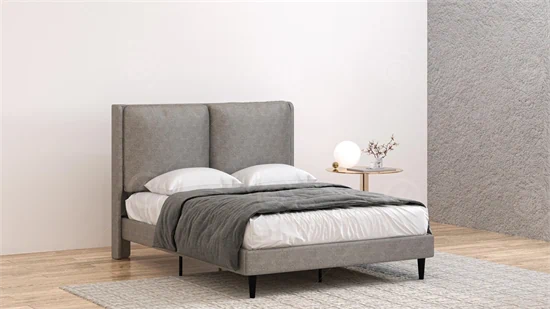 מיטה מרופדת דגם: "נבדה" אפור/בז'